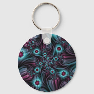 In die Tiefe Abstraktes Fraktal Blau rosa Kunst Schlüsselanhänger