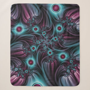 In die Tiefe Abstraktes Fraktal Blau rosa Kunst Sherpadecke