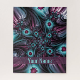 In die Tiefe Blau Rosa Abstrakter Name des Fraktal Puzzle