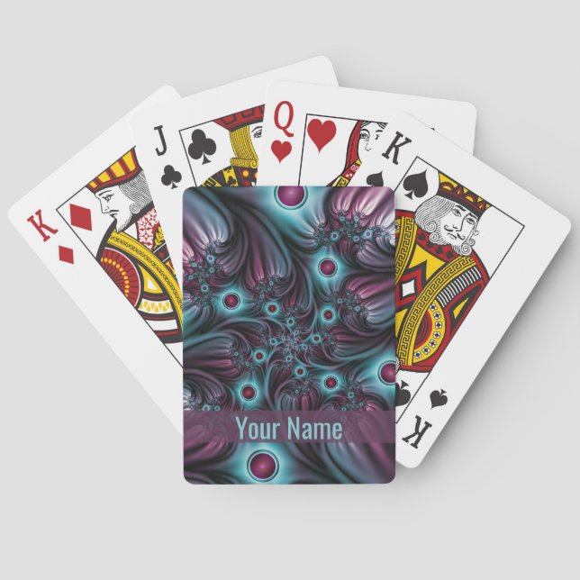 In die Tiefe Blau Rosa Abstrakter Name des Fraktal Spielkarten (Rückseite)