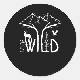 in die Wildnis Runder Aufkleber