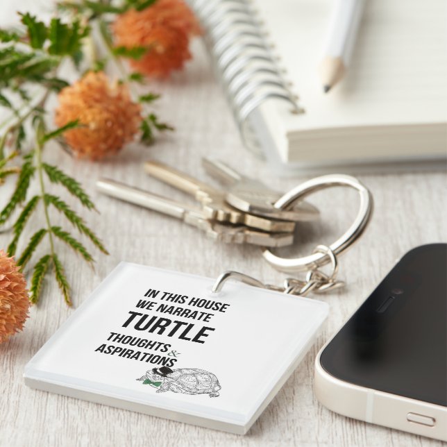 IN DIESEM HAUS Funny TURTLE Liebhaber zitieren Schlüsselanhänger (Vorderseite rechts)