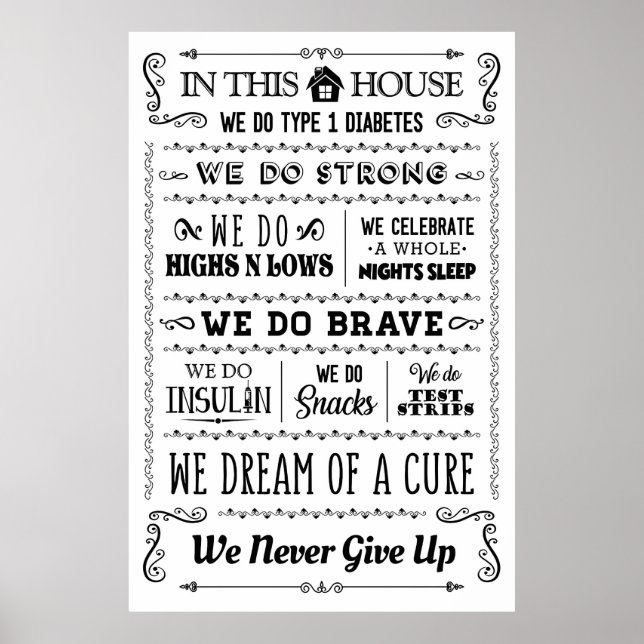 In diesem Haus geben wir niemals auf, Typ 1 Diabet Poster (Vorne)