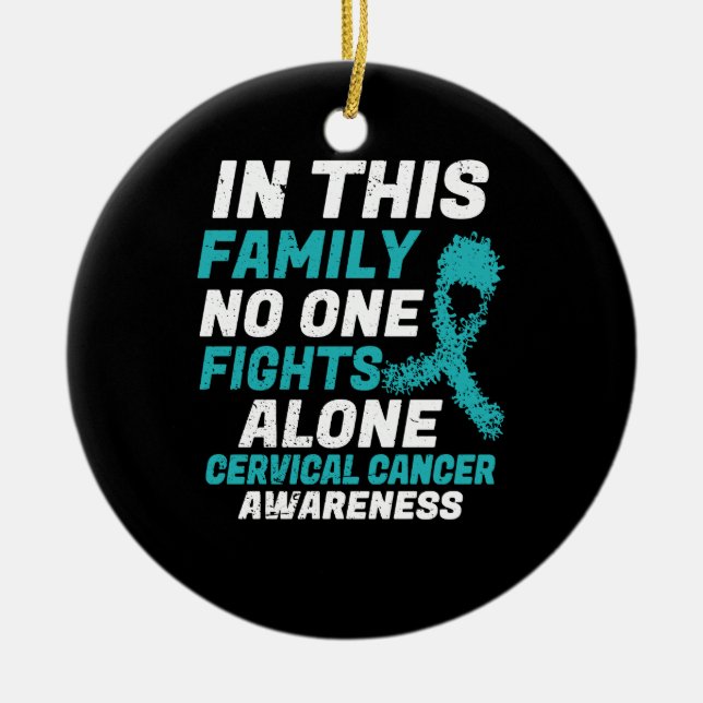 In dieser Familie kämpft niemand allein den Gebärm Keramik Ornament (Vorne)