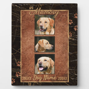 In Dog Memory Marble Rustic Gold Keepsake Fotoplatte