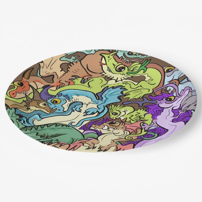 in Drachen aus Party verpackt Pappteller (Schrägansicht)