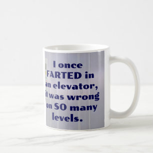 In einem Aufzug, FURZ JOKE, VATER JOKE Kaffeetasse