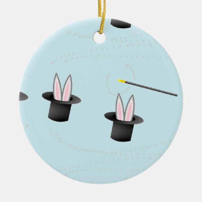 In einem Hut mit Zauberstab blau sonnen Keramik Ornament (Vorne)