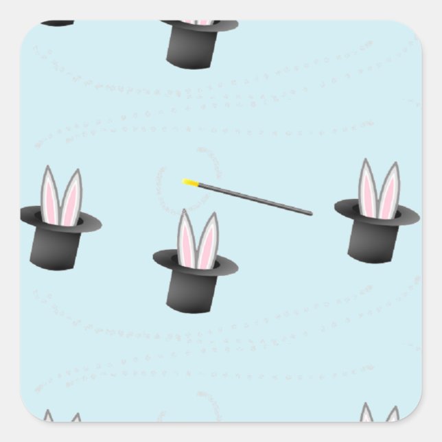 In einem Hut mit Zauberstab blau sonnen Quadratischer Aufkleber (Vorderseite)