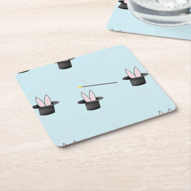 In einem Hut mit Zauberstab blau sonnen Rechteckiger Pappuntersetzer (angewinkelt)