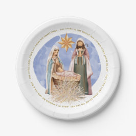 In einem Manager Carol Texte Gold Text Nativität Pappteller