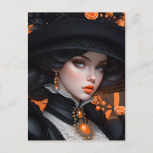 In einem nahen Teil einer Person, die einen Hut tr Postkarte