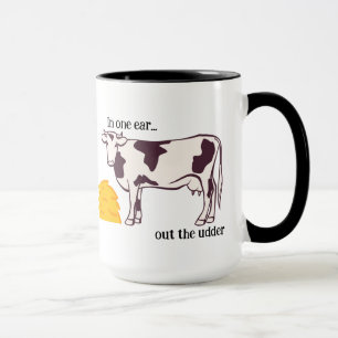 "In einem Ohr..." Kuh Pun individualisierbarer Kaf Tasse
