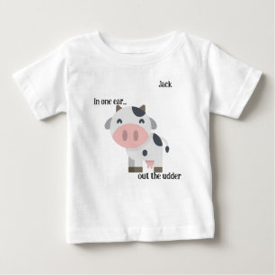 "In einem Ohr..." Kuhpuppe individuell anpassbar Baby T-shirt