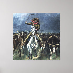 In einem Stampede Western Kunst & Kultur von Frede Leinwanddruck