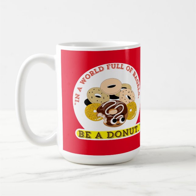 IN EINEM WORT VON BAGELS, SEIN EIN SPENDE KAFFEETASSE (Links)