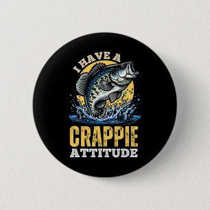 In einer Crappie-Laune Lustiger Retro-Angelsport Button