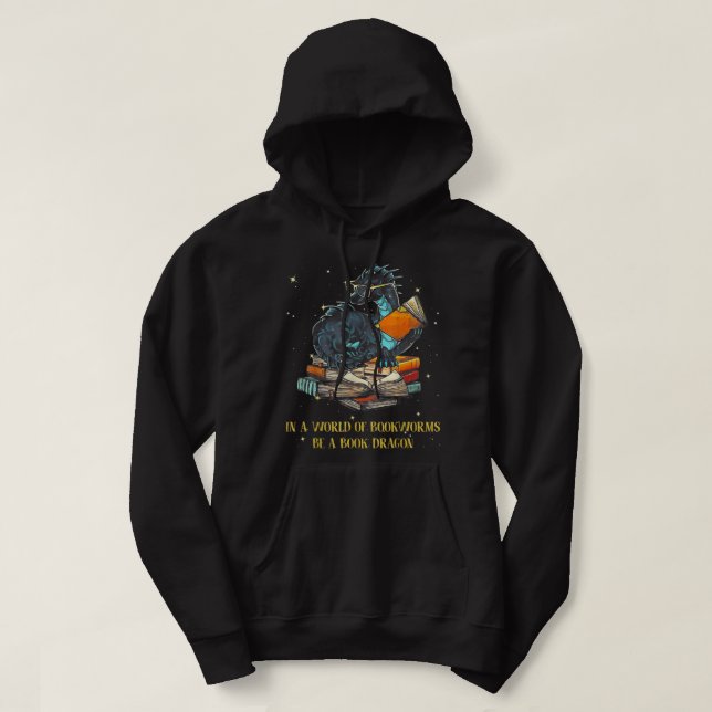 In einer Welt voller Buchwürmer ist ein Buchdrache Hoodie (Design vorne)