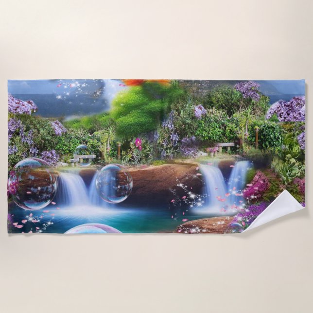 In einer wunderbaren Welt lebe ich Strandtuch (Vorderseite)