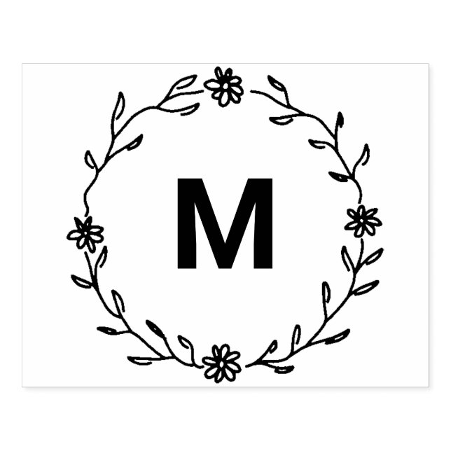 In-Elegant-Blumengranulat Monogram Gummistempel (Prägung)