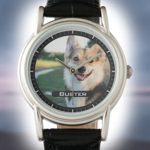 In Erinnerung an Ihr Haustier. Haustierfoto auf ei Armbanduhr