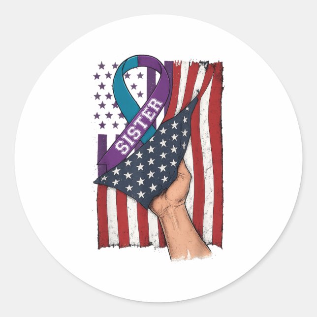 In Erinnerung an meine Schwester Suizidprävention  Runder Aufkleber (Vorderseite)