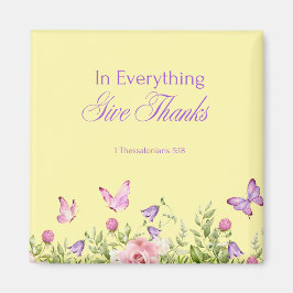 "In Everything Give Danke" Cream 2" Square Magnet