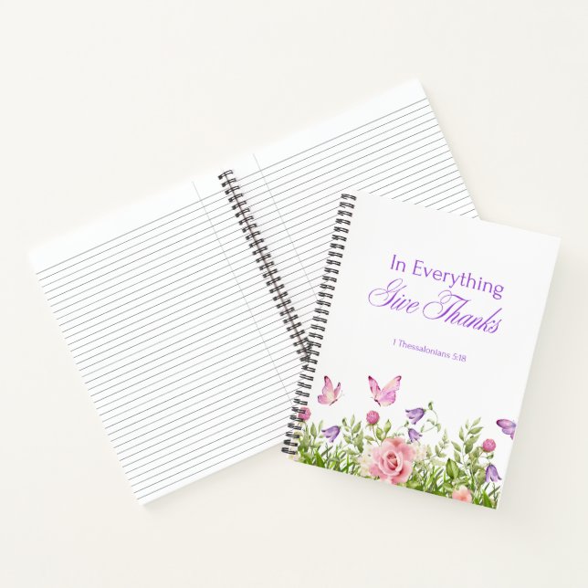 "In Everything Give Danke" Softcover-Notebook Notizbuch (Innenseite)