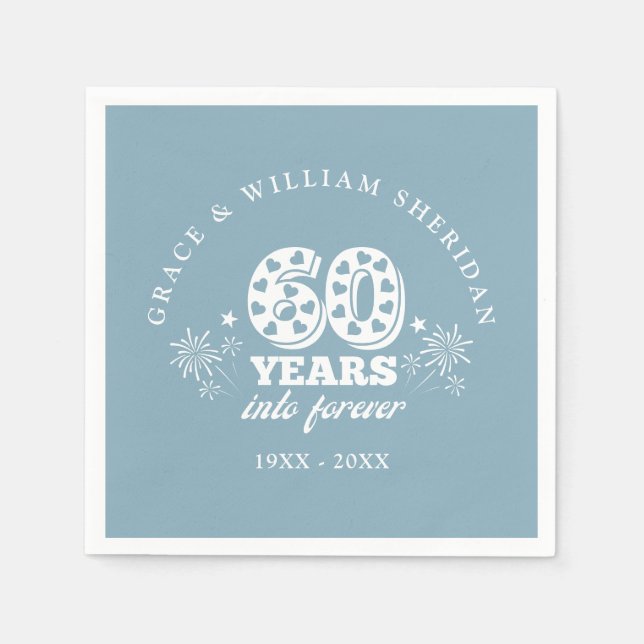 In ewig 60. Hochzeitstag Serviette (Vorderseite)