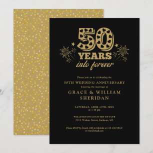 In ewiges Gold Schwarz 50. Hochzeitstag Einladung