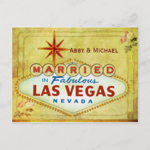 In Fabulous Las Vegas geheiratet - Vintage Ankündigungspostkarte