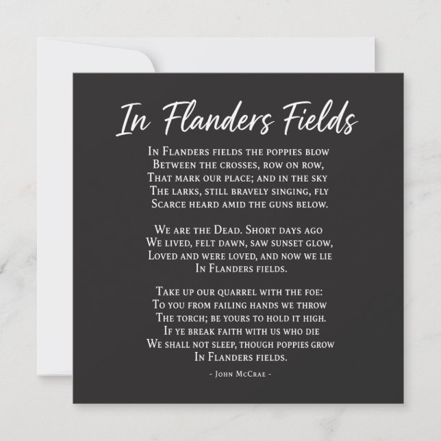 In Flanders Fields Gedicht Gedenktag Karte (Vorderseite)