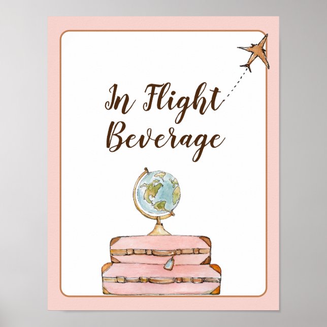 In Flight Drinks Bar sign Travel Brautparty Poster (Vorne)