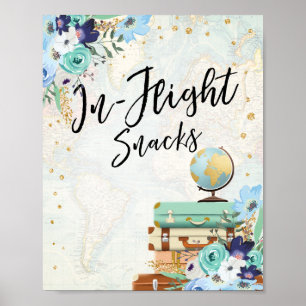 In-Flight Snacks Bar sign Travel Shower Adventure Poster