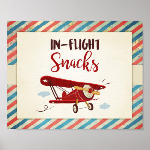 In Flugsnacks Sign Airplane Food Table Snack Poster