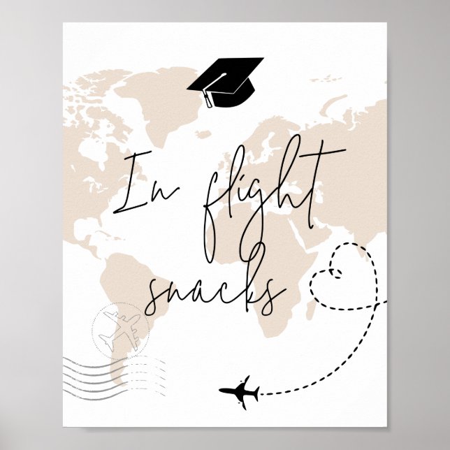 In Flugsnacks World Map Graduierungsparty Poster (Vorne)