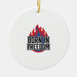 In Freiheit Geboren Flame Vintage Gravur Shirt Des Keramik Ornament