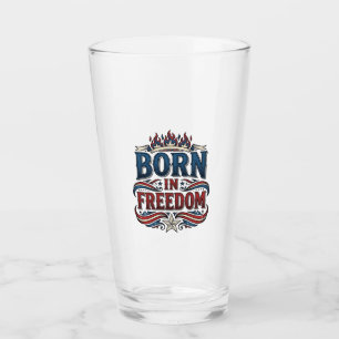 In Freiheit geborene patriotische Vintage-Vector-S Glas