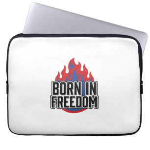 In Freiheit Geborenes Flammen-Vintage-Gravur-Shirt Laptopschutzhülle
