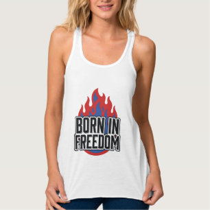 In Freiheit Geborenes Flammen-Vintage-Gravur-Shirt Tank Top