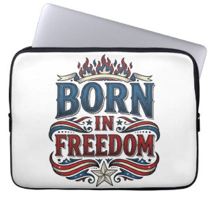 In Freiheit geborenes patriotisches Vintage-Vector Laptopschutzhülle