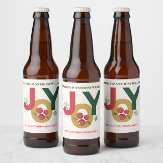 In Freude gewickelt, mit froher Weihnacht verbunde Bierflaschenetikett