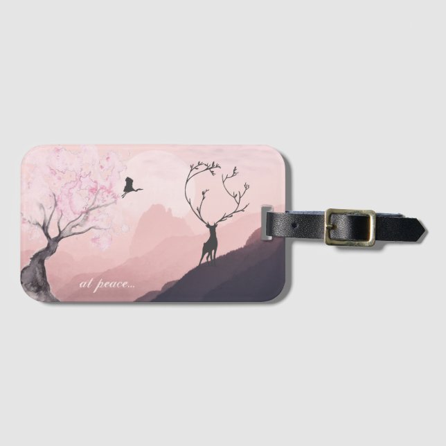 in Frieden, Rosa Sonnenaufgang Frühlingsszene Japa Gepäckanhänger (Vorderseite (Horizontal))