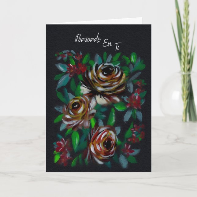 In Gedanken an Dich Florale Kondolenzkarte Karte (Vorderseite)