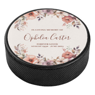 In Gedenken Florale Wasserfarbe Benutzerdefinierte Eishockey Puck