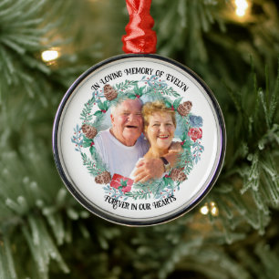 In Gedenken Namen und Foto Tannenzapfen Kranz Ornament Aus Metall