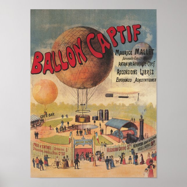 In Gefangenschaft gehaltene Ballonfahrten auf eine Poster (Vorne)
