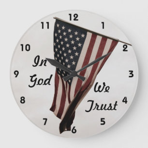 In God We Trust-American Flag Große Wanduhr