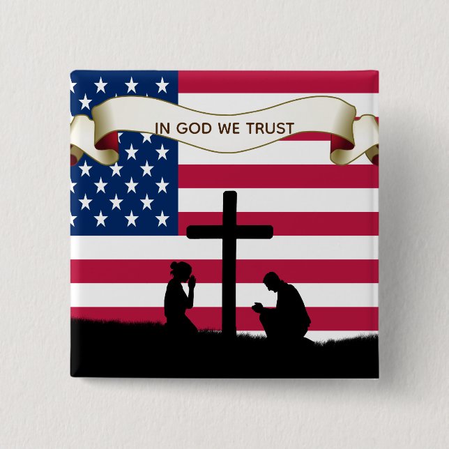 In God We Trust Prag USA Flag Button Button (Vorderseite)