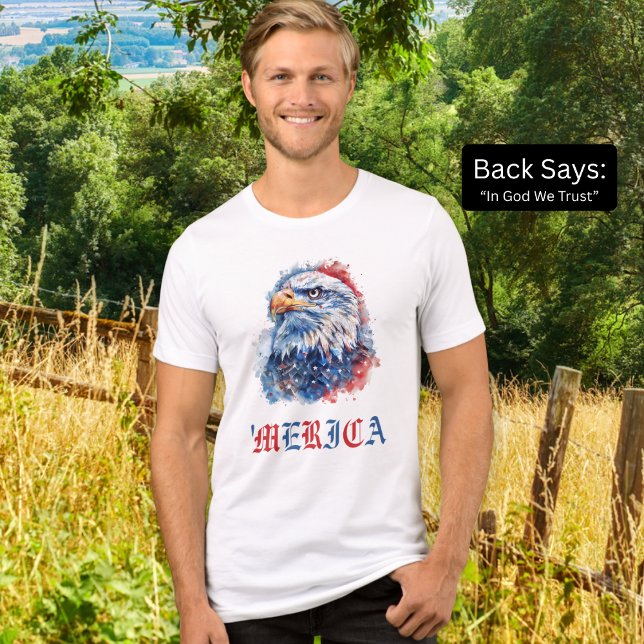 In Gott vertrauen wir Adlerrot Weiß und Blau Tri-Blend Shirt (Von Creator hochgeladen)